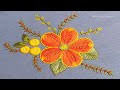 Hand Embroidery Orange Flowers, Flower Embroidery new way, Hand Embroidery Creative Design-348