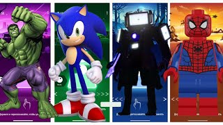 🟢HULK🔵SONIC X🟡TV MAN 🔴SPIDER MAN 🌟🎵Tiles Hop