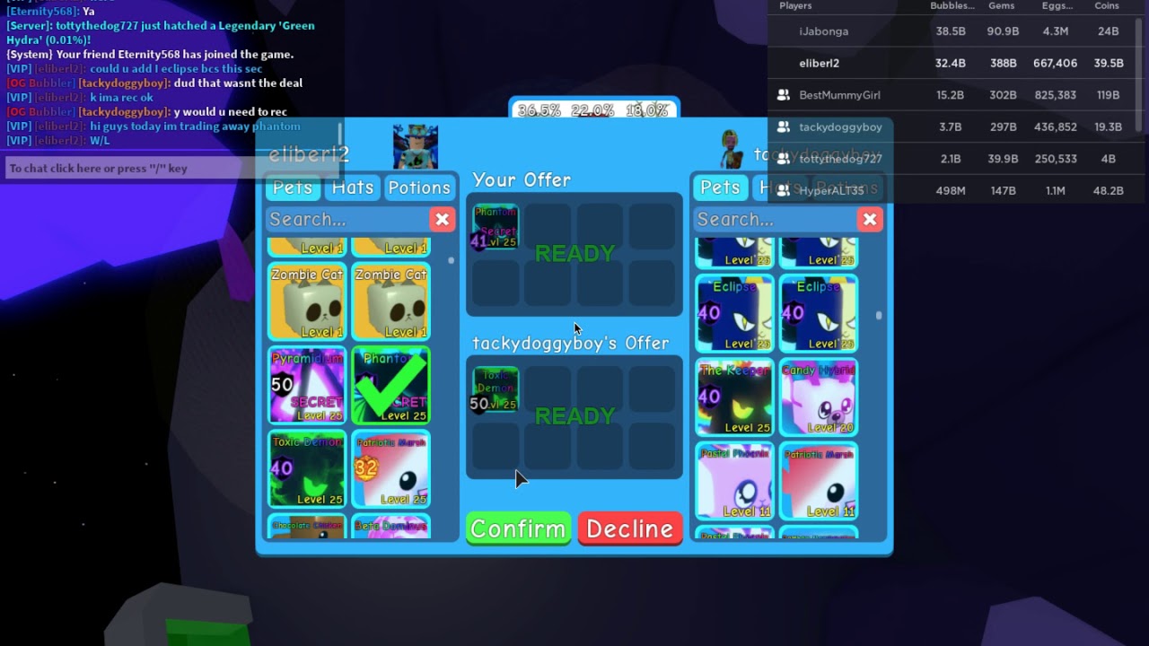 Trading for toxic demon