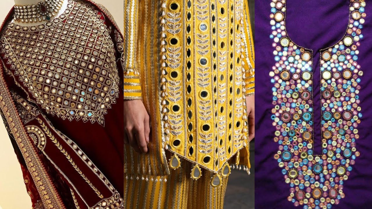 mirror dress design 2018 Work Designs For Ladies||Sheeshe Wale Suit Designs 2025||Hand Embroidery Dress Designs Embroidery mirror Size:16- Tall Corsets-S Black adidas Originals Girls' Both bold and intricate