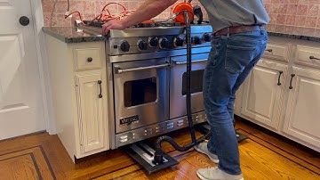 Variable speed Airsled with vacuum capability used to move a Viking range