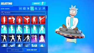 RICK SANCHEZ SKIN Showcase with All Fortnite Dances & Emotes! (Chapter 2 - Season 7 Tier 100 Skin)