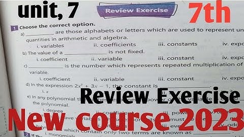 Review Exercise  unit 7 Algebraic Expressions class 7th Math| New course 2023 kpk and PTB
