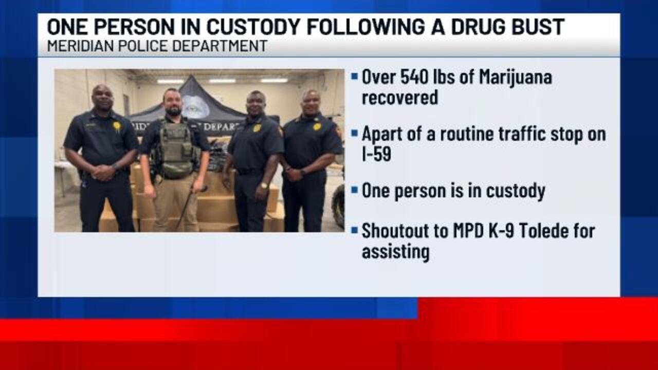 One person in custody after a drug bust in the city of Meridian