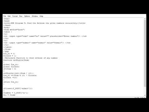PHP Program To find the Reverse the given numbers recursively