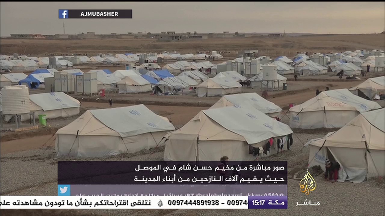 صور مباشرة من مخيم "حسن شام" في الموصل حيث يقيم آلاف النازحين من ابناء المدينة