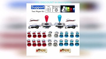 A must-have product! DIY Arcade Game Kit 2 Players Set Light Push Button American Style Joystick U