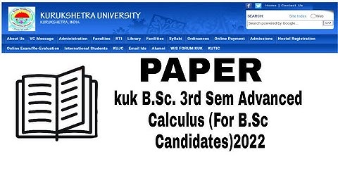 kuk B.Sc. 3rd Sem Advanced Calculus (For B.Sc Candidates)2022