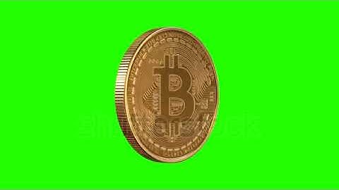 Rotating Bitcoin On A Green Background, Seamless Looping 3d Animation