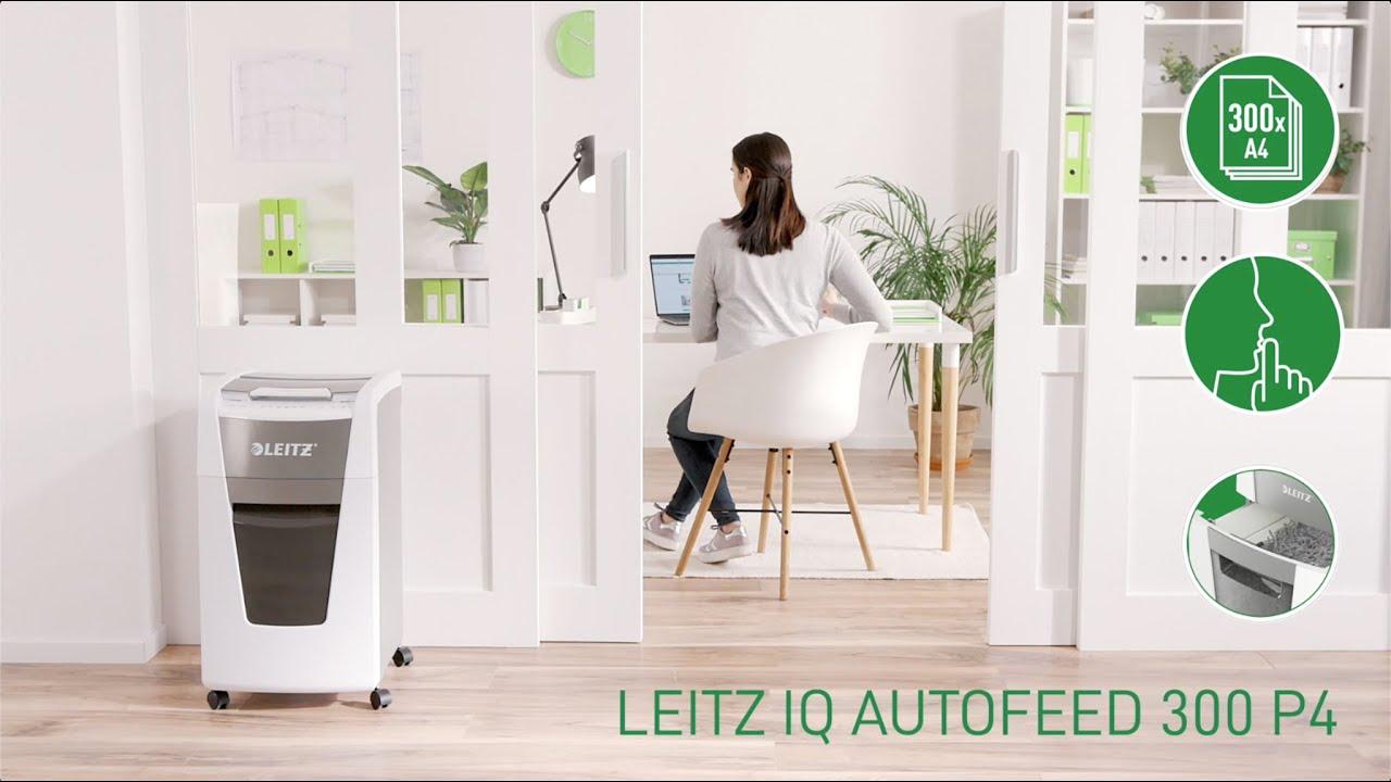 Destructeur de documents automatique et manuel (2-en-1) Leitz IQ AutoFeed Office 300 - coupe croisée