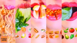 asmr eating??34 KIND OF FOOD AND VEGETABLE emoji food challenge กินตามอิโมจิชาเลนจ์อาหารและผัก34ชนิด