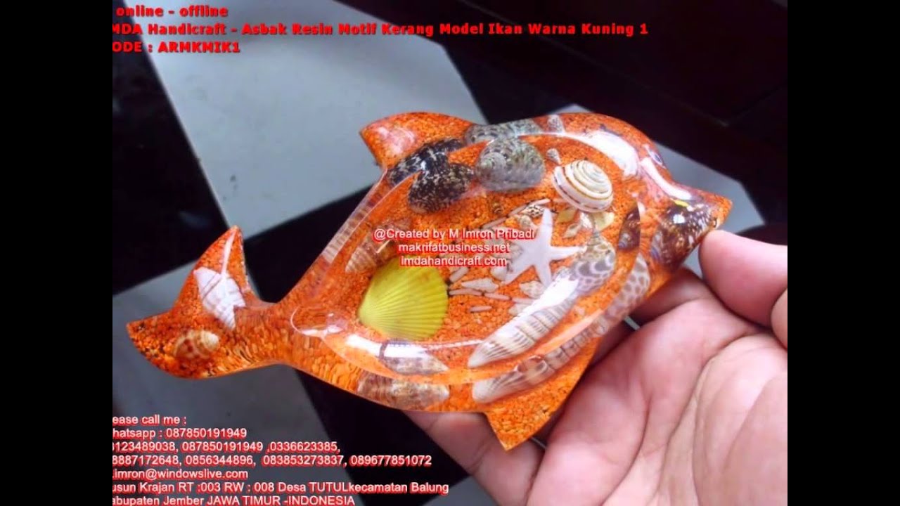 Asbak RESIN Motif Kerang Model Ikan Warna Kuning  1 YouTube