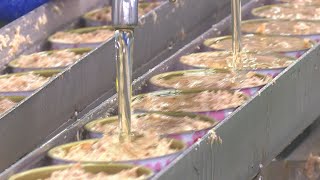 Canned tuna production line in Taiwan.