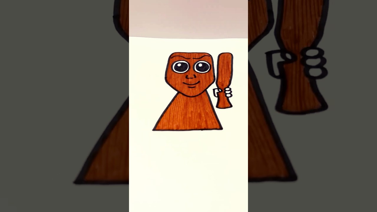 How to draw a easy Tung Tung Tung Sahur Sprunki for Kids step by step 