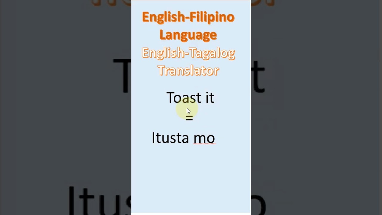 Toast it in Tagalog English Filipino language translation lesson tutorial 