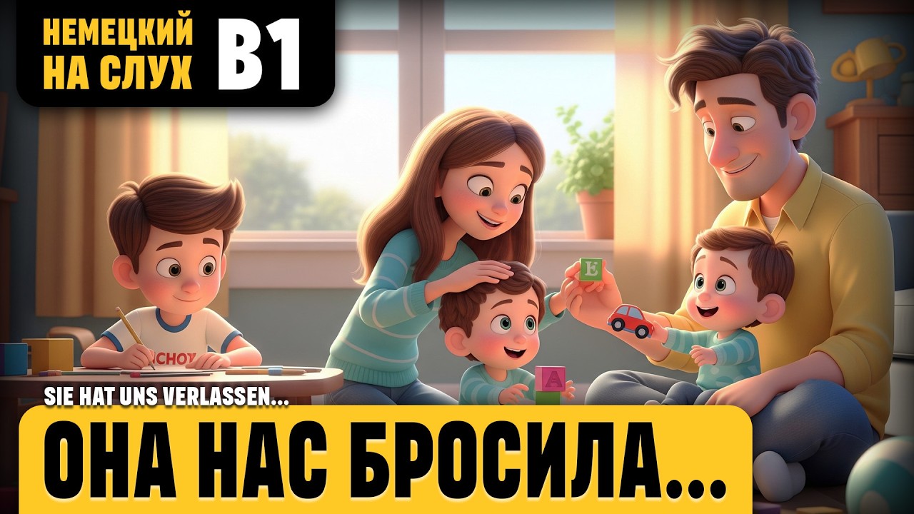 Она нас бросила...Весёлый рассказ (уровень B1). Немецкий на слух.