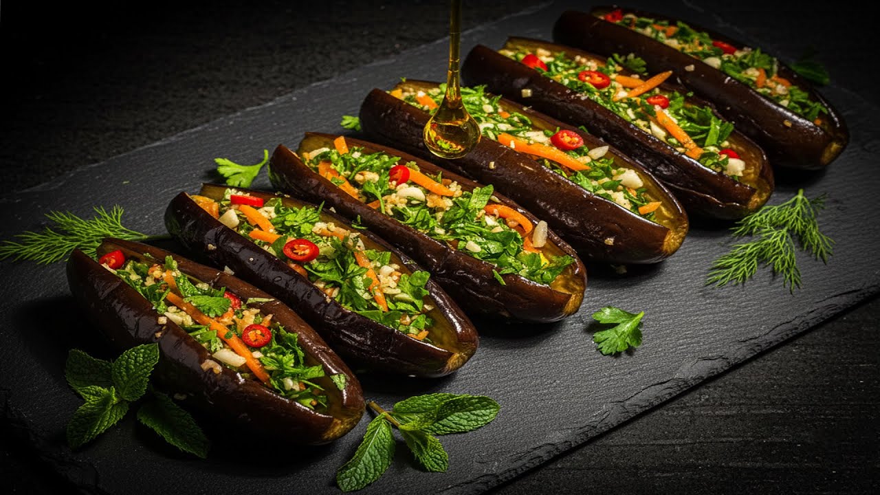 Traditional Stuffed Eggplant Pickle Recipe | Authentic Persian Eggplant Torshi (Silent Cooking)