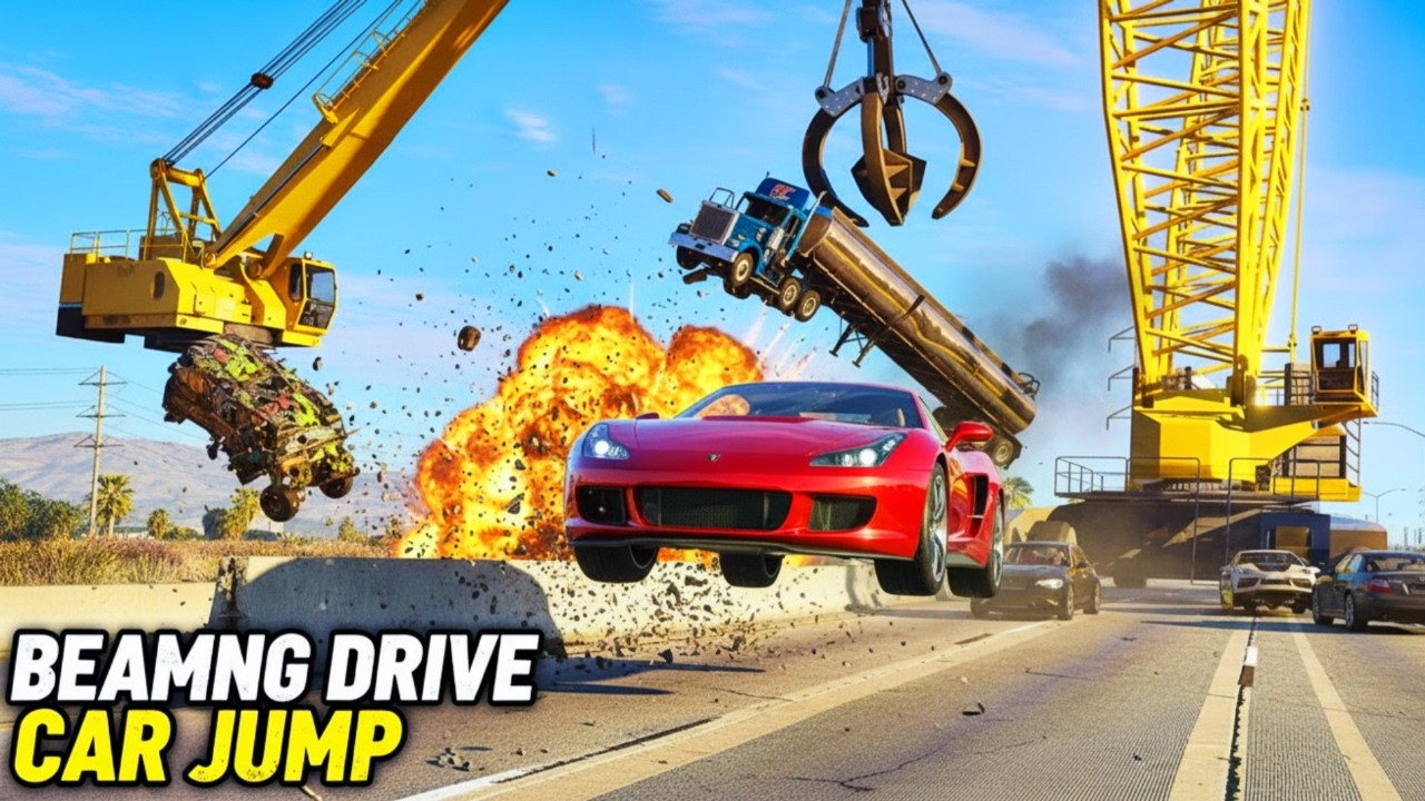 Extreme Car vs Truck High Speed Jumps! | BeamNG drive Realistic Crashes ...