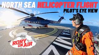 Pilot's eye view of a helicopter flight to a ship in the North Sea | Crew change with cockpit audio screenshot 3
