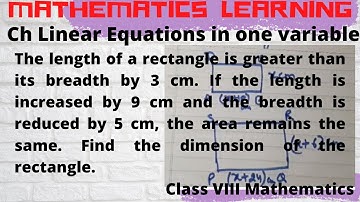 Class 8 DAV WS2 Q14 | Linear Equation in one variable| Type 7  |The length of a rectangle is greater
