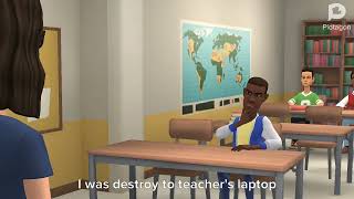 Scott destroys the teacher's laptop and gets grounded