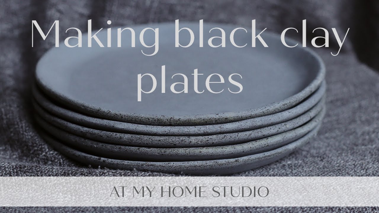 MAKING CERAMIC PLATES AT HOME STUDIO - using black stoneware clay 🖤 ...