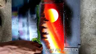 Como pintar un Atardecer con latas de aerosol Spray paint art tutorial basico