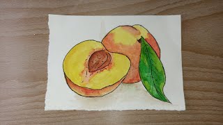 Персик / Рисунок акварелью