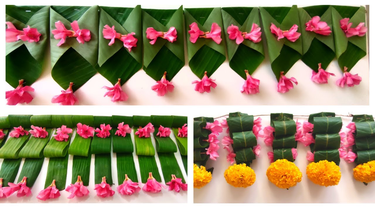 Mango leaf toran making ideas | DIY Festival home decoration ideas from ...