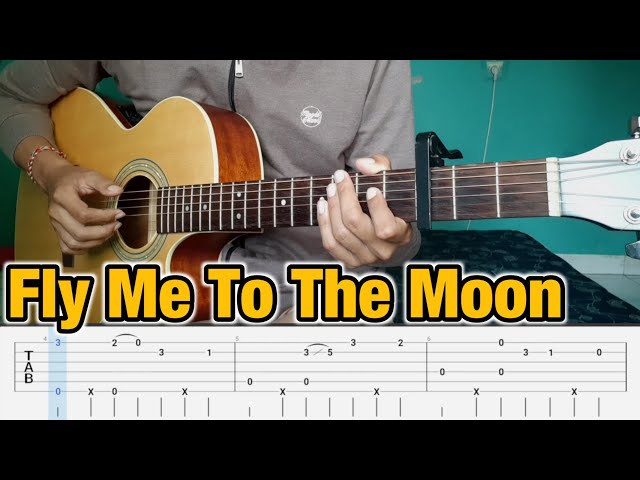 Easy - Fly Me To The Moon Fingerstyle Guitar Tutorial Tab + Chord class=