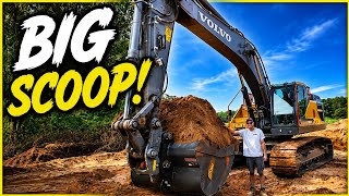 Massive Bucket Arrives Just In Time To Finish Road Project!