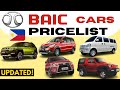 BAIC Price List Philippines - Cars TRUCKS & Vans | Brand New & Second Hand | 2021 Updated