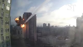 Missile hits Kyiv apartment building