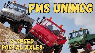 FMS Unimog unboxing, test and review - 2-speed, portal and damped shocks