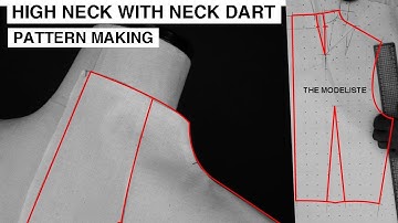 PATTERN MAKING | HIGH NECK COLLAR WITH NECK DART | HOW TO DRAFT STEP BY STEP