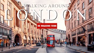 Walking Around LONDON Tour, UK 🇬🇧 Tour with Caption of Places & Immersive Sound [4K Ultra HD/60fps]
