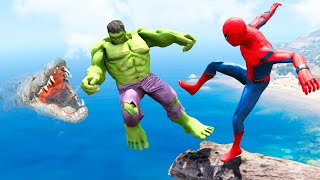 GTA 5 Water Ragdolls Spiderman vs Hulk Jumps/Fails (Euphoria Physics Funny Moments)