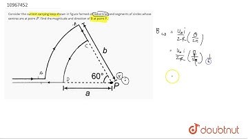 Consider the current carrying loop shown in figure formed of radial lines and segments of circle...