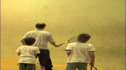Squash video lessons using the squashcannon: return of serve games for kids