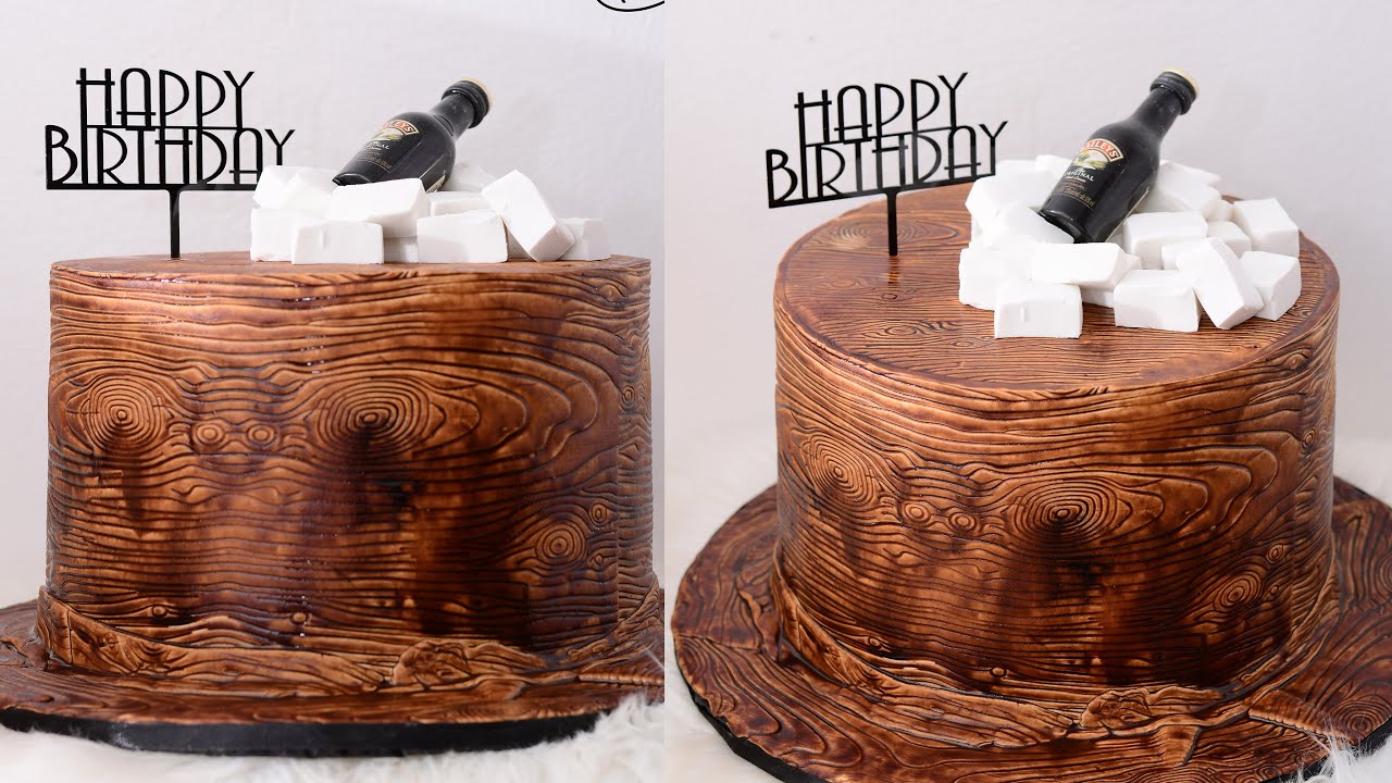 How to make WoodEffect cake Easy Fondant Decoration YouTube