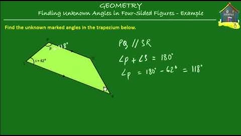 Singapore Math, Grade 5 / Primary 5: Geometry - Finding unknown angles in four-sided figures - Eg 2