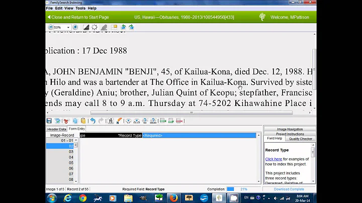 FamilySearch Indexing: How to Index Obituaries 1