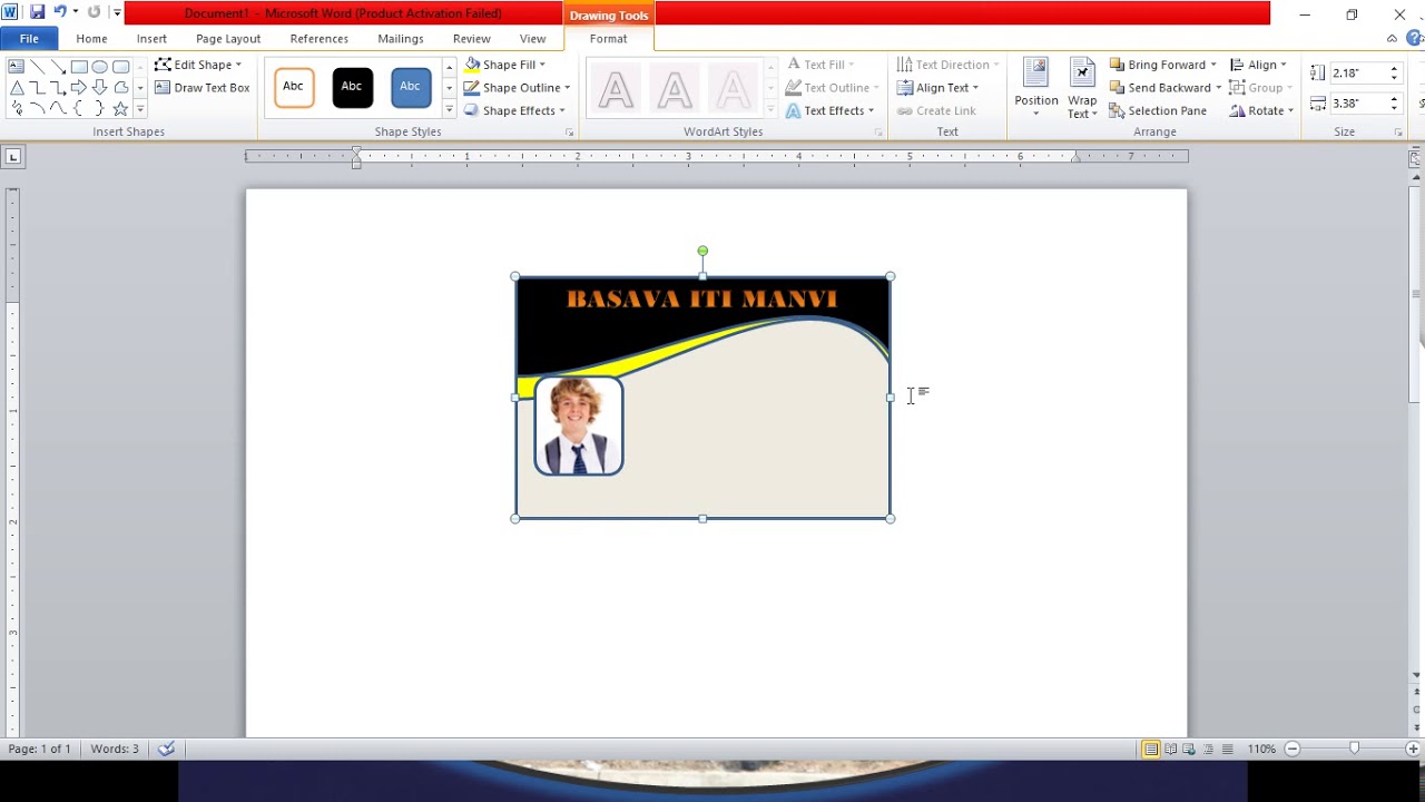ID CARDS Design in MSWord Kannada Basava ITI Manvi YouTube