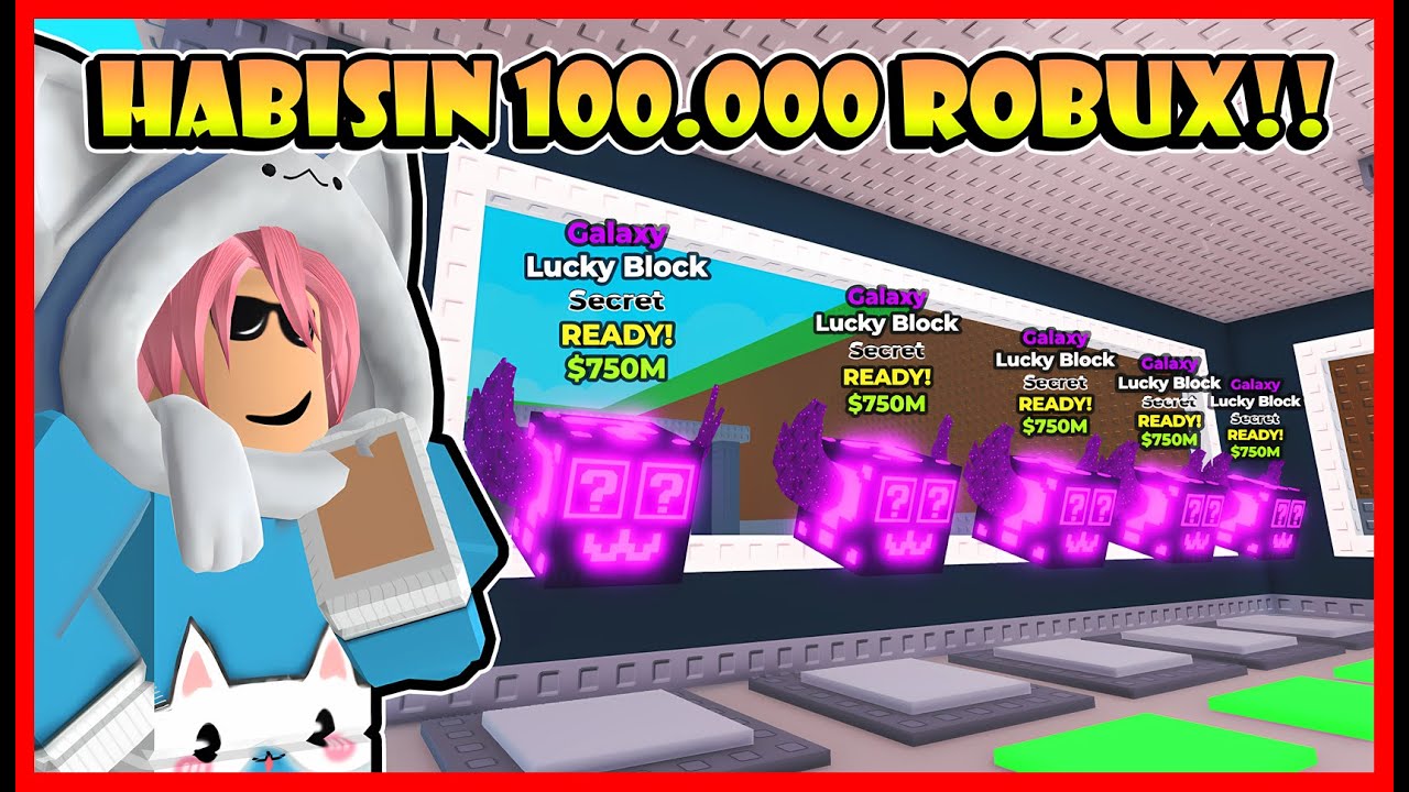 ATUN MENGHABISKAN 100.000 ROBUX UNTUK GACHA SECRET LUCKY BLOCK !! ROBLOX