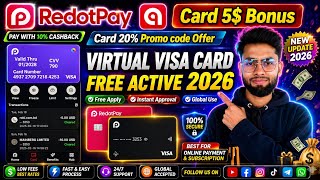 RedotPay Card Free Apply 🤑 $5 Bonus +20% Discount Off visa card | online pay virtual support 2026!