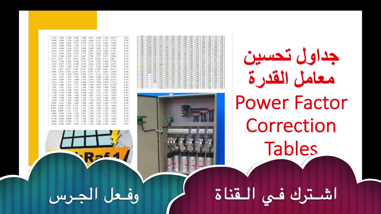 استخدام الجداول في تحديد مكثفات تحسين معامل القدرة