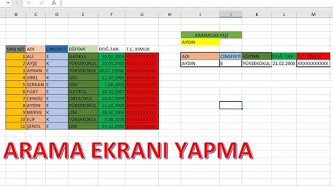 EXCELDE ARAMA EKRANI YAPMA