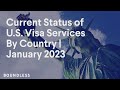 Current Status of U.S. Visa Services By Country | January 2023