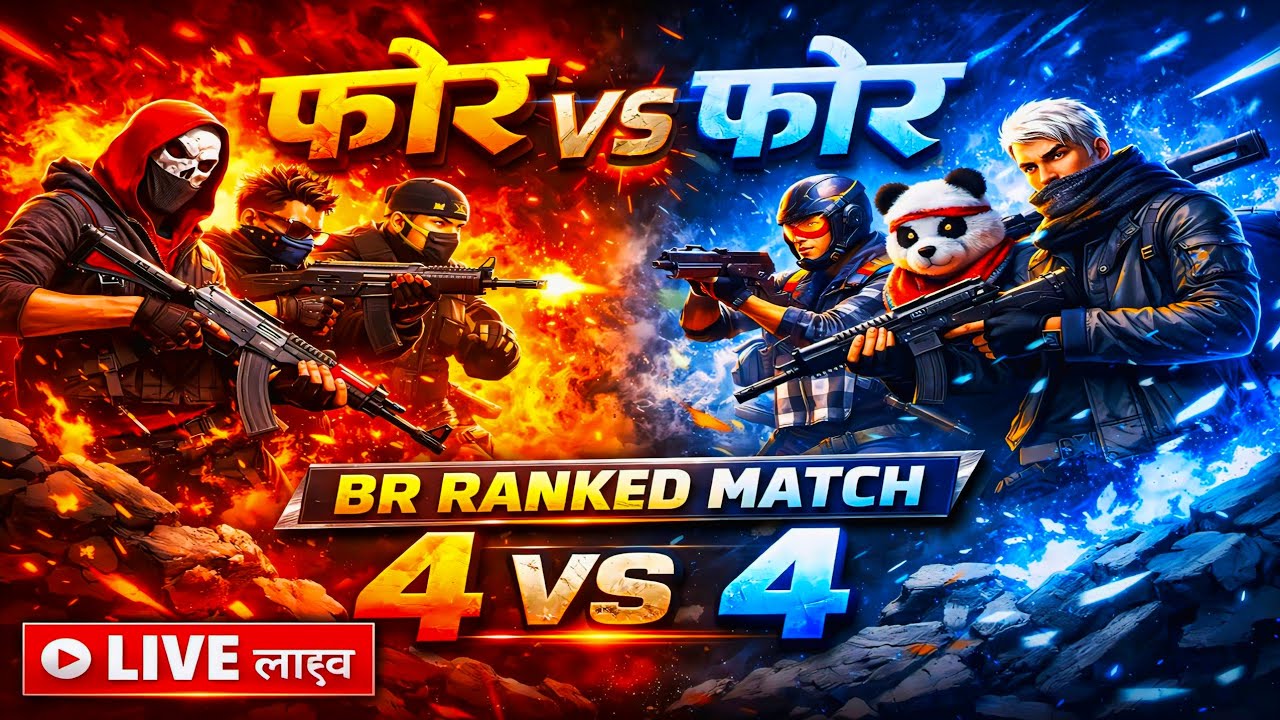 🔥 4 vs 4 BR RANKED MATCH LIVE 😱 | Pro Squad Fight | Free Fire Max Live ...