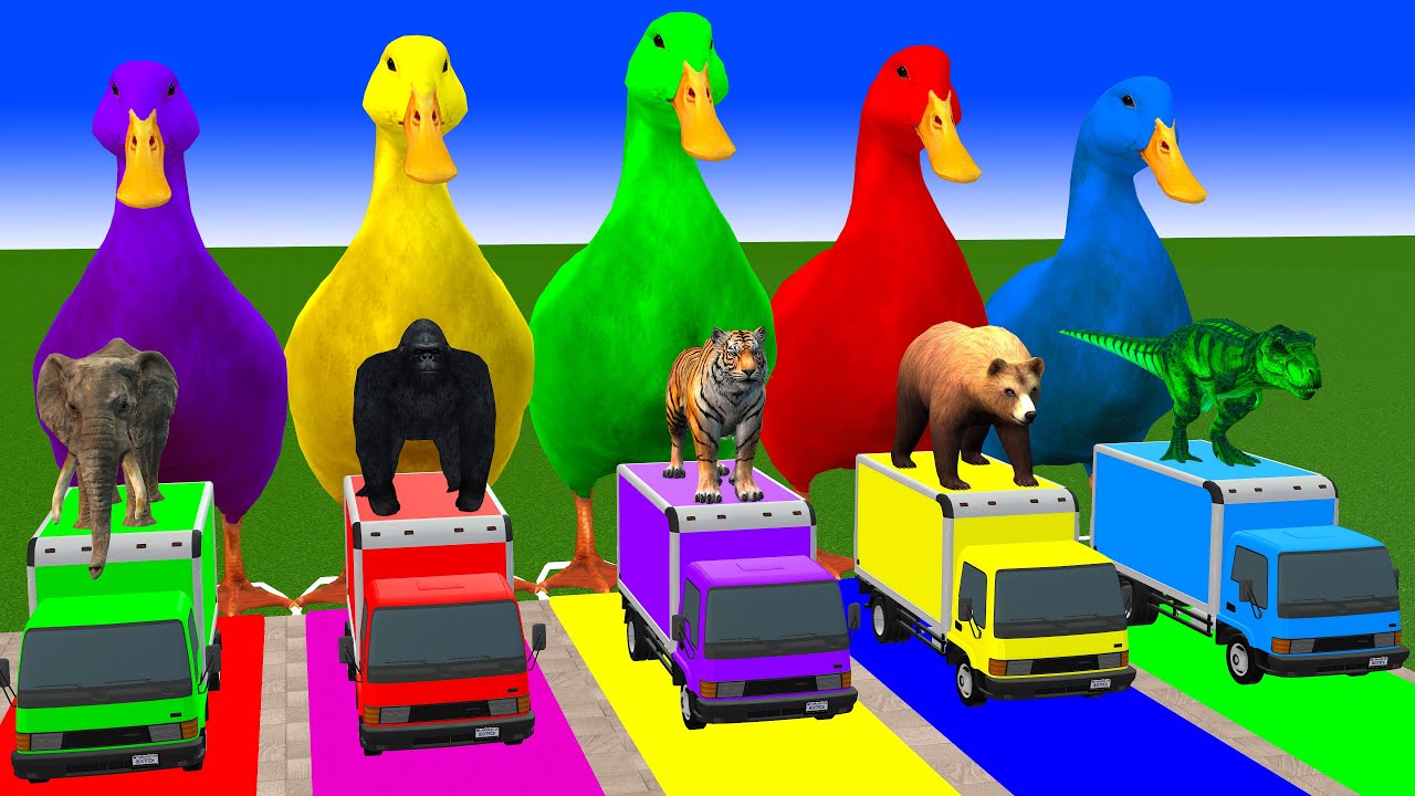 Long Slide Game with Cow Elephant Gorilla Hippopotamus Tiger 3d Animal Game Funny 3d Animals